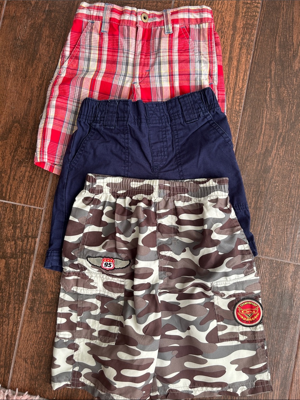 Carter's Boys' 3-Pack Shorts - Red Plaid, Navy & Brown Camo